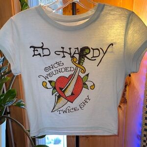Ed Hardy Kids Tee - White with Red and Yellow Graphic